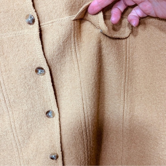 VINTAGE Tan Brown Wool Button Down Shacket Neutral Cardigan Sweater Pocket Sz 1X - Picture 9 of 11